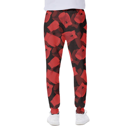 Red Boxing Gloves Pattern Print Scuba Joggers