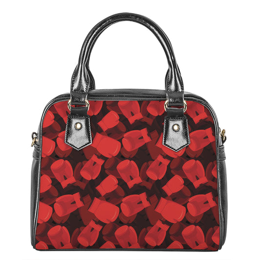 Red Boxing Gloves Pattern Print Shoulder Handbag