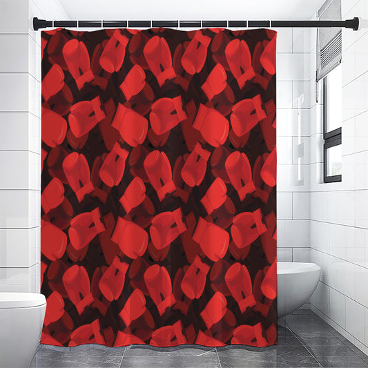 Red Boxing Gloves Pattern Print Shower Curtain