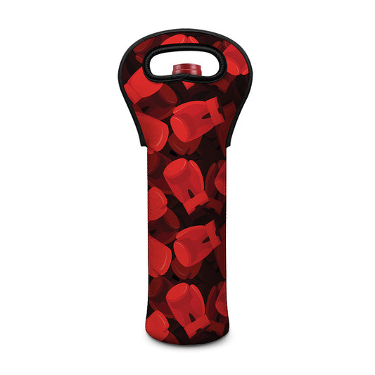 Red Boxing Gloves Pattern Print Single Neoprene Wine Tote