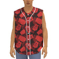 Red Boxing Gloves Pattern Print Sleeveless Baseball Jersey