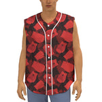Red Boxing Gloves Pattern Print Sleeveless Baseball Jersey
