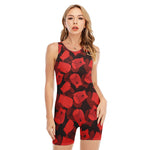 Red Boxing Gloves Pattern Print Sleeveless One Piece Swimsuit