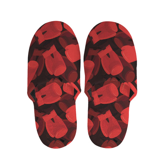 Red Boxing Gloves Pattern Print Slippers