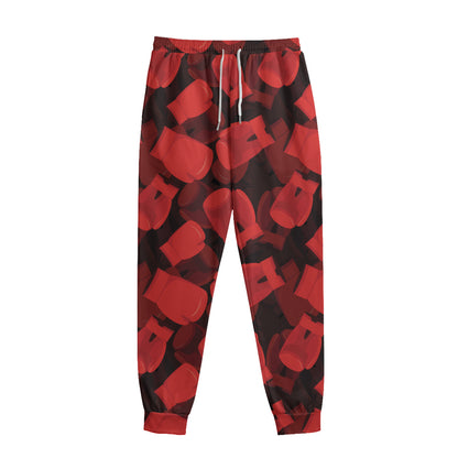 Red Boxing Gloves Pattern Print Sweatpants