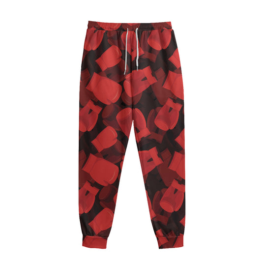 Red Boxing Gloves Pattern Print Sweatpants