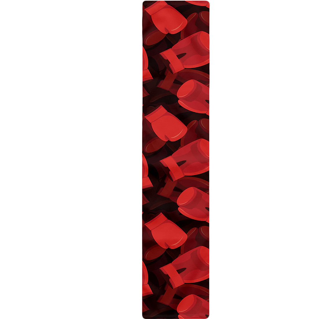 Red Boxing Gloves Pattern Print Table Runner