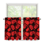 Red Boxing Gloves Pattern Print Tier Curtains