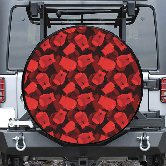 Red Boxing Gloves Pattern Print Tire Cover