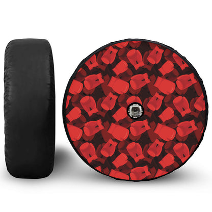 Red Boxing Gloves Pattern Print Tire Cover With Camera Hole