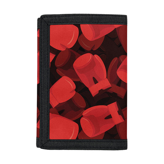Red Boxing Gloves Pattern Print Trifold Wallet