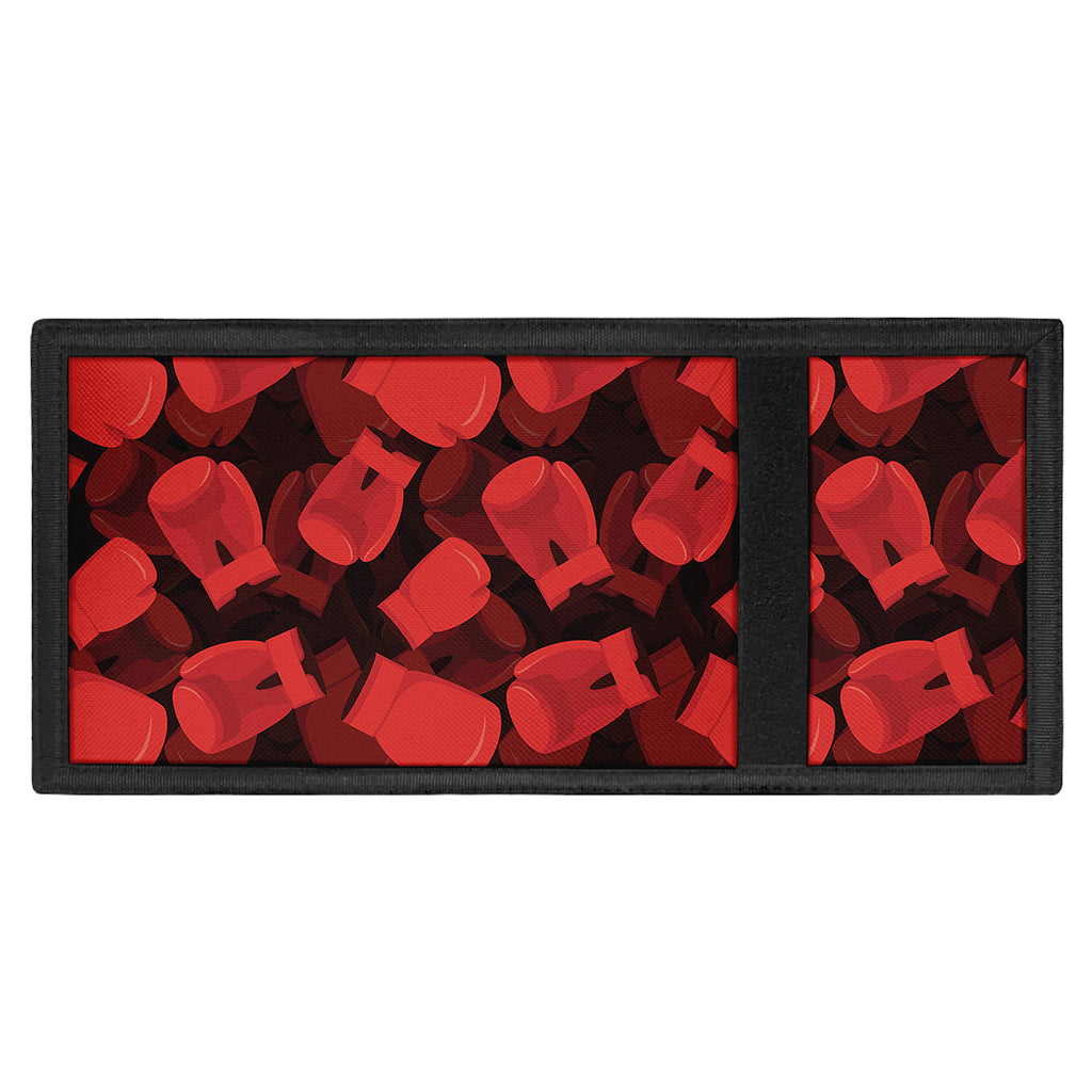 Red Boxing Gloves Pattern Print Trifold Wallet