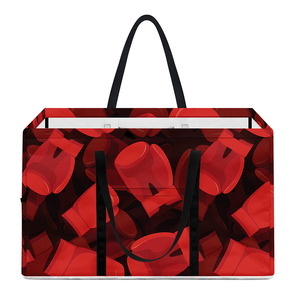 Red Boxing Gloves Pattern Print Utility Tote Bag