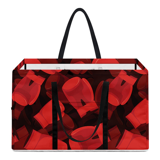 Red Boxing Gloves Pattern Print Utility Tote Bag