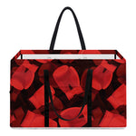 Red Boxing Gloves Pattern Print Utility Tote Bag