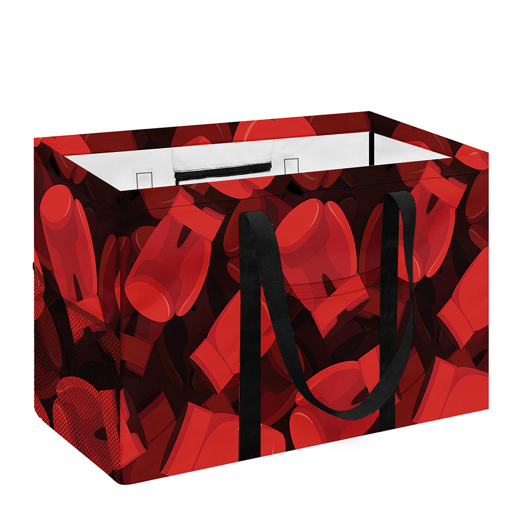 Red Boxing Gloves Pattern Print Utility Tote Bag