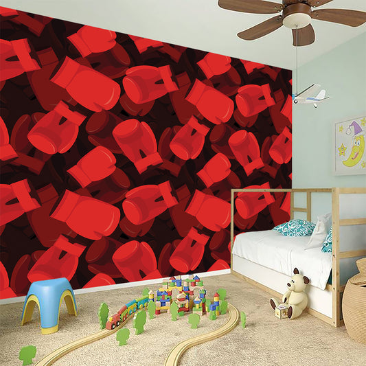 Red Boxing Gloves Pattern Print Wall Sticker