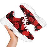 Red Boxing Gloves Pattern Print White Chunky Shoes