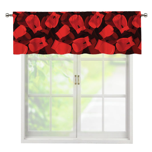 Red Boxing Gloves Pattern Print Window Valance
