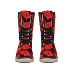 Red Boxing Gloves Pattern Print Winter Boots