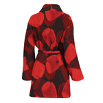 Red Boxing Gloves Pattern Print Women's Bathrobe