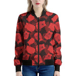 Red Boxing Gloves Pattern Print Women's Bomber Jacket