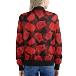 Red Boxing Gloves Pattern Print Women's Bomber Jacket