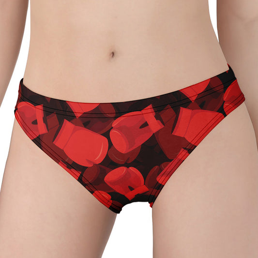 Red Boxing Gloves Pattern Print Women's Panties