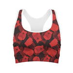 Red Boxing Gloves Pattern Print Women's Sports Bra