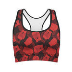 Red Boxing Gloves Pattern Print Women's Sports Bra
