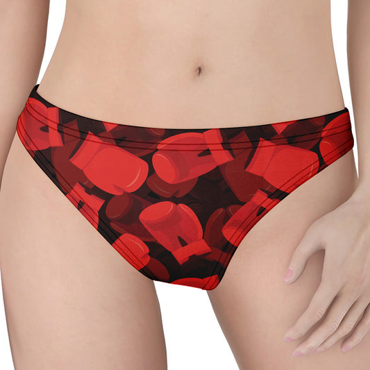 Red Boxing Gloves Pattern Print Women's Thong