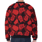 Red Boxing Gloves Pattern Print Zip Sleeve Bomber Jacket
