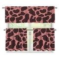 Red Brown Cow Print 3 Piece Kitchen Curtains