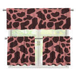 Red Brown Cow Print 3 Piece Kitchen Curtains
