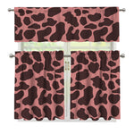 Red Brown Cow Print 3 Piece Kitchen Curtains