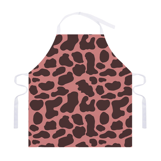Red Brown Cow Print Adjustable Apron