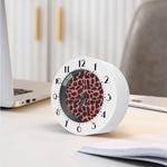 Red Brown Cow Print Alarm Clock