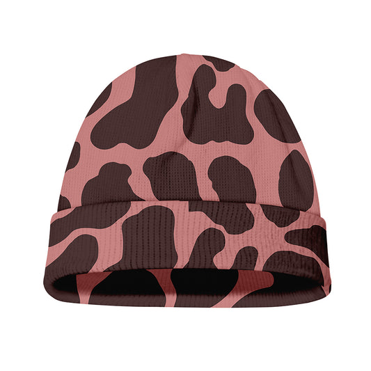 Red Brown Cow Print Beanie