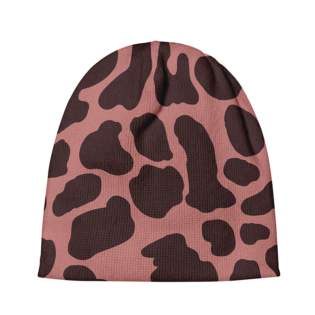 Red Brown Cow Print Beanie
