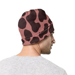 Red Brown Cow Print Beanie