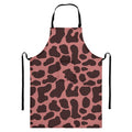 Red Brown Cow Print Bib Apron With Pocket