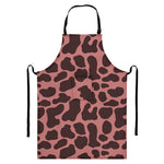 Red Brown Cow Print Bib Apron With Pocket