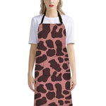 Red Brown Cow Print Bib Apron With Pocket