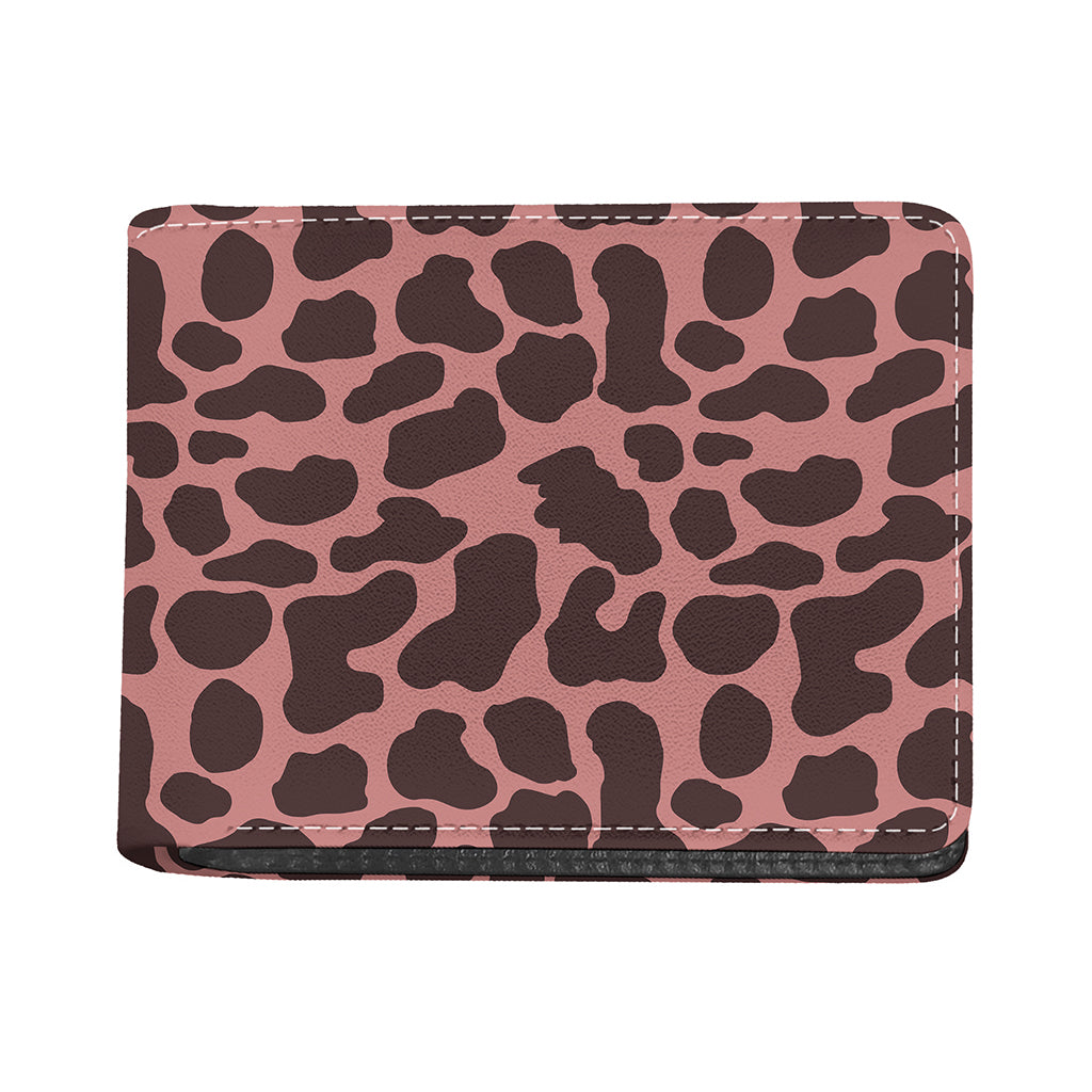 Red Brown Cow Print Bifold Wallet