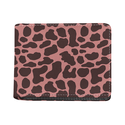 Red Brown Cow Print Bifold Wallet