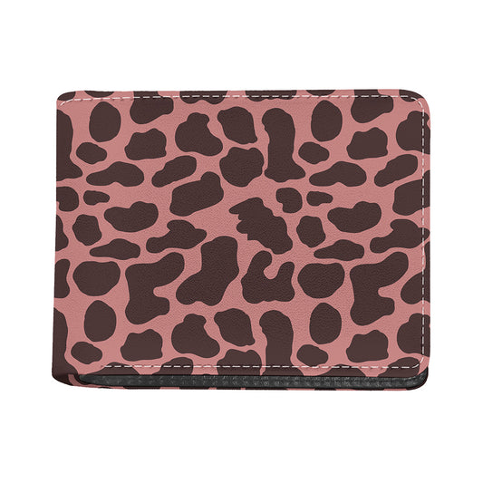 Red Brown Cow Print Bifold Wallet