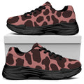 Red Brown Cow Print Black Chunky Shoes