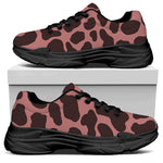 Red Brown Cow Print Black Chunky Shoes