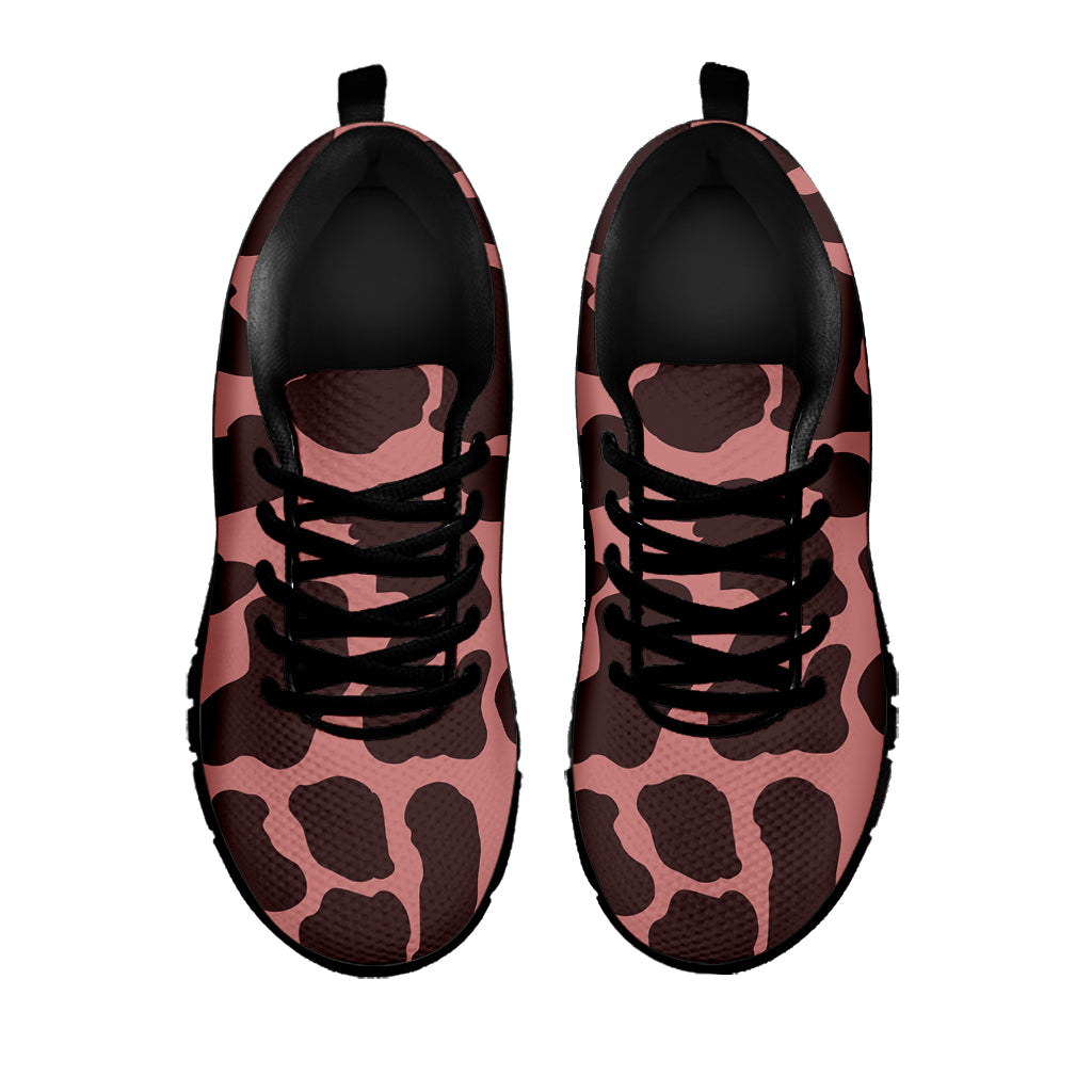 Red Brown Cow Print Black Running Shoes