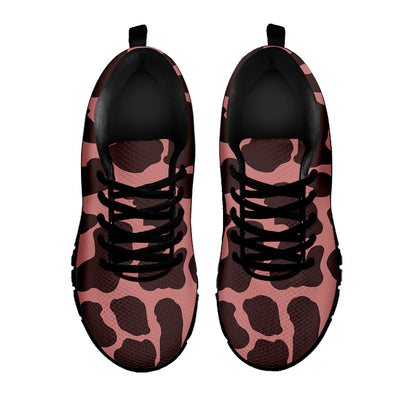 Red Brown Cow Print Black Running Shoes